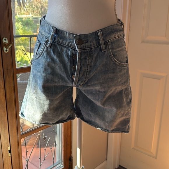 Citizens Of Humanity Blue Distressed Jean Shorts - Picture 2 of 15